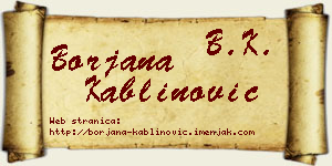 Borjana Kablinović vizit kartica